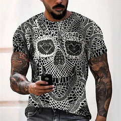 Dark Skull Herren 3D Digital bedrucktes T-Shirt Kurzarm Street Fashion Top