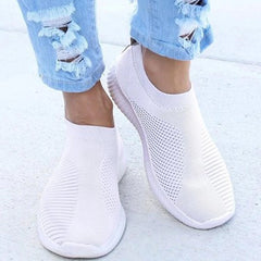 Women Flat Casual Shoes Slip On Vulcanized Ladies Chaussures Solid Walking Basket Sneakers Mesh Soft Lightweight Female Shoes