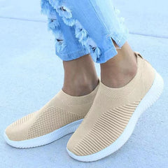 Women Flat Casual Shoes Slip On Vulcanized Ladies Chaussures Solid Walking Basket Sneakers Mesh Soft Lightweight Female Shoes