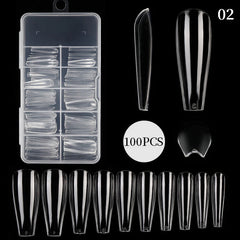 100pcs Boxed Thin and Invisible Nail Art Stickers Transparent Full Nail Stickers Removable False Nail Tips