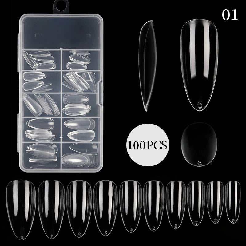 100pcs Boxed Thin and Invisible Nail Art Stickers Transparent Full Nail Stickers Removable False Nail Tips