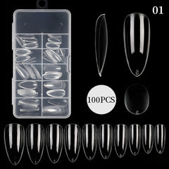 100pcs Boxed Thin and Invisible Nail Art Stickers Transparent Full Nail Stickers Removable False Nail Tips