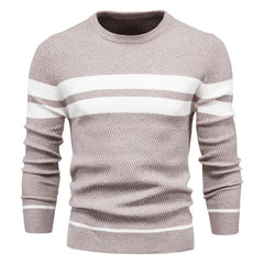 Men's Pullover Color Block Round Neck Casual Striped Sweater