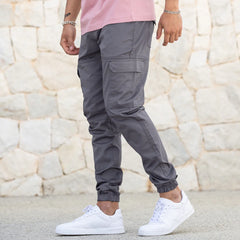 Men's Cotton Blend Cargo Pants with Drawstring Closure