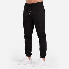 Men's Cotton Blend Cargo Pants with Drawstring Closure