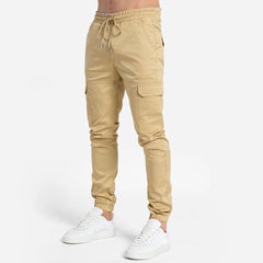 Men's Cotton Blend Cargo Pants with Drawstring Closure