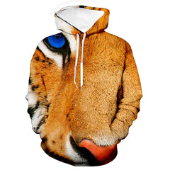 M.O.I Men's Unisex Hoodie Pullover Hoodie Sweatshirt Yellow Gold Rainbow Brown Hooded Tiger Party Daily Holiday 3D Print Plus Size Casual Halloween Spring & Summer Clothing Apparel Hoodies Sweatshirts