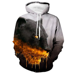 M.O.I Men's Unisex Hoodie Pullover Hoodie Sweatshirt 1 2 3 4 Black+Brown Hooded Animal Color Block Wolf Print Daily Sports 3D Print Designer Casual Big and Tall Spring & Fall Clothing Apparel Hoodies