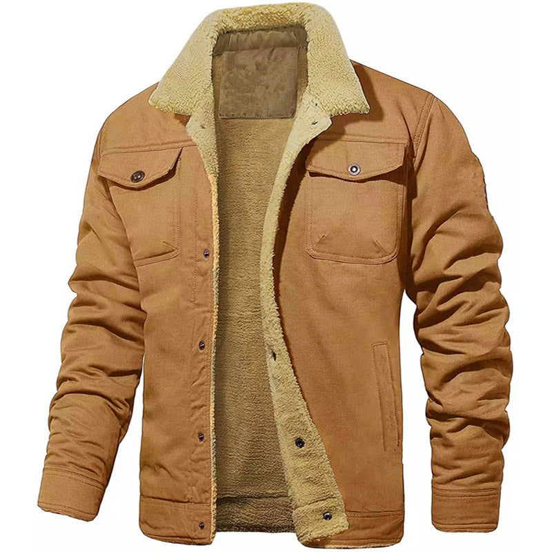 Veste en coton tissée doublée de sherpa masculin