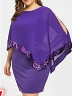 Irregular Sequins Mosaic Chiffon Plus Size Dress