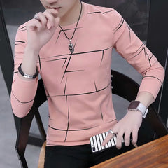 Men Long Sleeve Stripe O-Neck Casual T-shirt