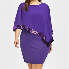 Irregular Sequins Mosaic Chiffon Plus Size Dress