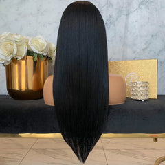 Wig female fashion black Straight hair simulation Headgear button