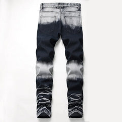 Men Elastic force hole zipper decorate cowboy Jeans