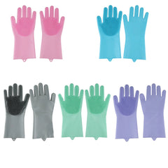 Silicone Dishwashing Gloves with Dish Brush, Household Gloves for Anti-slip, Wear-resistant, and Magic Kitchen Gloves