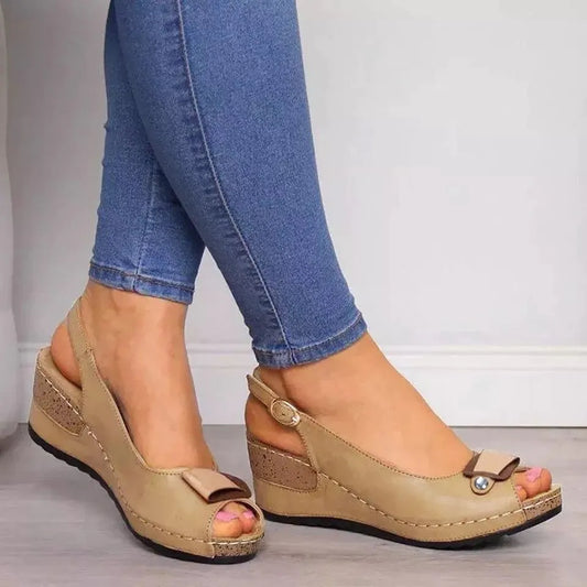 Fashion Flat Wedge Heel Fish Buck Sandals Mujeres Hedacas zapatos casuales