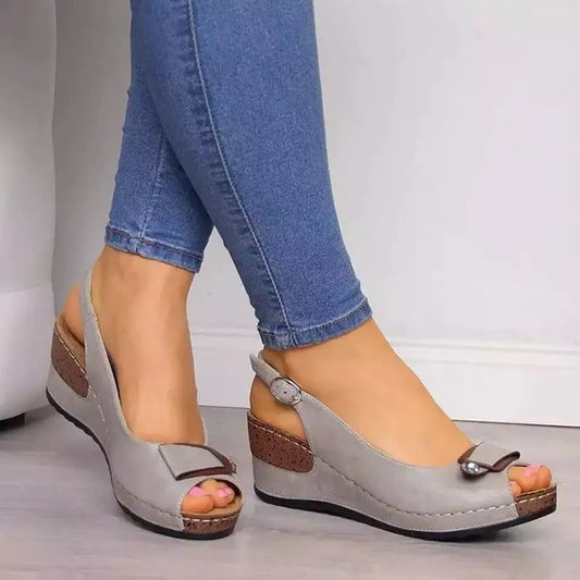 Fashion Flat Wedge Heel Fish Buck Sandals Mujeres Hedacas zapatos casuales