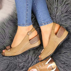 Fish Mouth Large Size Women's Shoes Season Slope Heel Buckle 43 Yards Roman Sandals