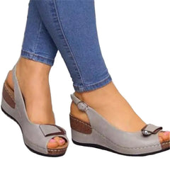 Fish Mouth Large Size Women's Shoes Season Slope Heel Buckle 43 Yards Roman Sandals