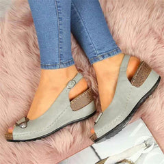 Fish Mouth Large Size Women's Shoes Season Slope Heel Buckle 43 Yards Roman Sandals