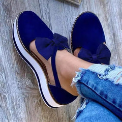Women's Flock Platform Flat Heel Sandals with Hollow Out Butterfly Knot, Solid Casual Fashion Female Ladies Shoes Zapatos De Mujer
