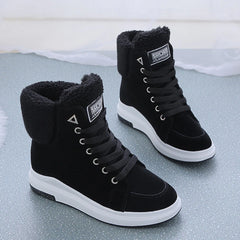 Women's Winter Cotton Shoes Fleece Thick Bottom Student Warm Martin Boots Mid Calf Ankle Boots