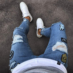 Mode Casual Trendy zerrissene, verjüngte Röhrenjeans für Männer