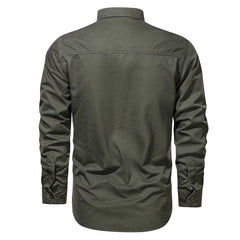 Camicia di cotone a maniche lunghe in stile militare maschile, taglie più taglie, camicie per esterni in autunno floreale