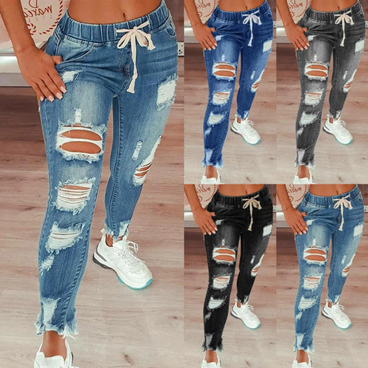 Pantalones de longitud delgado de jeans con jeans