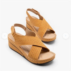 Moda Sandalias para mujeres Summer Nuevas cuñas retro de velcro Sandalias casuales de mujeres