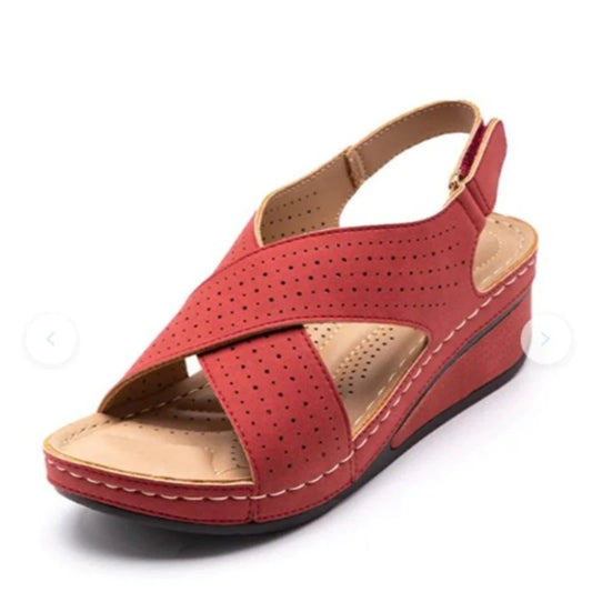 Fashion Women's Sandals Summer New Retro Velcro Wedges Women Casual Sandals Outdoor Beach Comfortable Open Toe Women Shoes