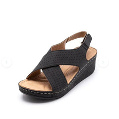 Moda Sandalias para mujeres Summer Nuevas cuñas retro de velcro Sandalias casuales de mujeres