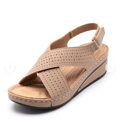 Fashion Women's Sandals Summer New Retro Velcro Wedges Women Casual Sandals Outdoor Beach Comfortable Open Toe Women Shoes