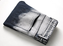 Uomini elastici forze foro cerniera decorare jeans da cowboy