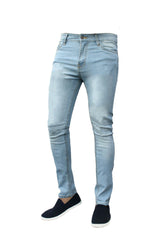 Jeans hombres la cintura elástica jeans flacos hombres estirando pantalones rasgados