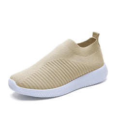 Women Flat Casual Shoes Slip On Vulcanized Ladies Chaussures Solid Walking Basket Sneakers Mesh Soft Lightweight Female Shoes