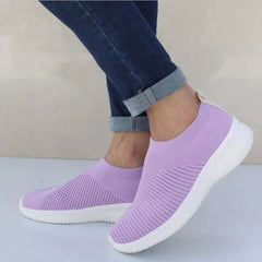 Women Flat Casual Shoes Slip On Vulcanized Ladies Chaussures Solid Walking Basket Sneakers Mesh Soft Lightweight Female Shoes