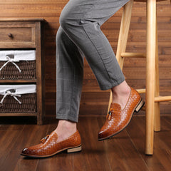 Herren-Slip-on Split Leder Gingham Schuhe