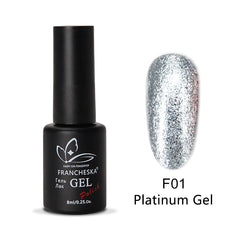 NOUVEAU 1 PCS FRANCHESKA 8ML Nail Platine Gel UV paillettes à paillettes Gel 12 Colors Pro UV Gel Polon à ongles Résine Gel Polon TSLM1