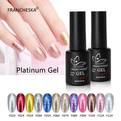 NOUVEAU 1 PCS FRANCHESKA 8ML Nail Platine Gel UV paillettes à paillettes Gel 12 Colors Pro UV Gel Polon à ongles Résine Gel Polon TSLM1