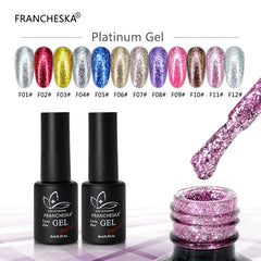 NUEVO 1 PCS FRANCHESKA 8ml Naila Gel Platino UV Glitter Sequin Nail Gel 12 Colors PRO PRO UV Polpo de uñas Polaco de resina TSLM1