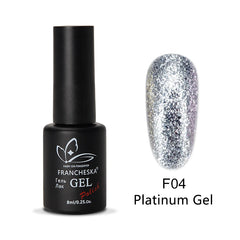 NOUVEAU 1 PCS FRANCHESKA 8ML Nail Platine Gel UV paillettes à paillettes Gel 12 Colors Pro UV Gel Polon à ongles Résine Gel Polon TSLM1