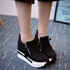 Platform Waterproof Canvas High Heel Casual Shoes