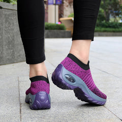 Women's Black Platform Wedge Running Shoes