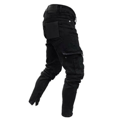 Biker maschile strappato pantaloni da jeans magri strappato pantaloni da jeans maschili