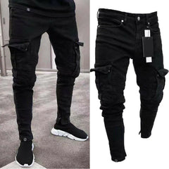 Biker maschile strappato pantaloni da jeans magri strappato pantaloni da jeans maschili