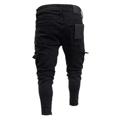 Biker maschile strappato pantaloni da jeans magri strappato pantaloni da jeans maschili