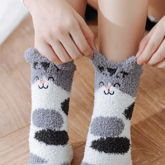 Autumn Winter Women's Cat's Paw Stripe 3D Socks - Cute Funny Thick Girls Cartoon Animal Socks - Hosiery Toe Zebra/Tiger Floor Socks