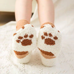 Autumn Winter Women's Cat's Paw Stripe 3D Socks - Cute Funny Gruby Girls Cartoon Animal Socks - Hosiery Toe Zebra/Tiger Floor Socks