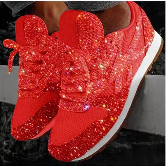 Mujeres zapatillas de zapatillas de zapatillas brillo otoño plano zapatos vulcanizados damas bling mocasines de plataforma de moda casual